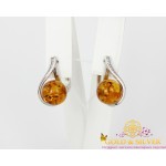 Жіночі сережки срібні з бурштином "Теплота" 1076с , Gold &amp Silver Gold & Silver, Украина